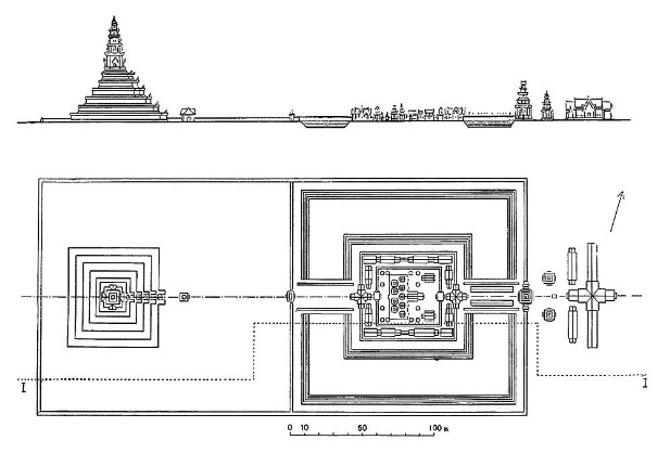 Лингапура, X в. Прасат Том. План, разрез