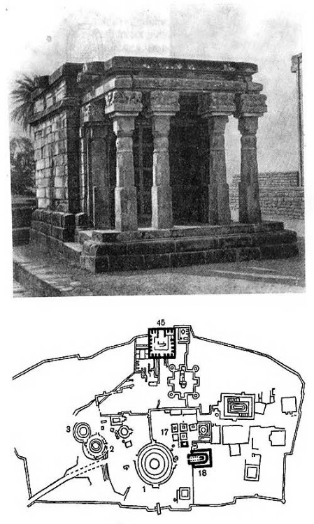 Санчи. Храм N 17, V в. и план монастырского комплекса III в. до н.э. — XII в. н.э. 